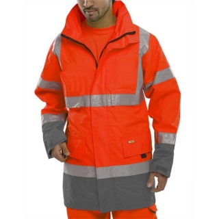 Beeswift BD109R Two Tone Breathable Traffic Jacket Red/Grey